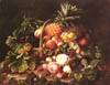 A Still Life Of A Basket Of Fruit And Roses